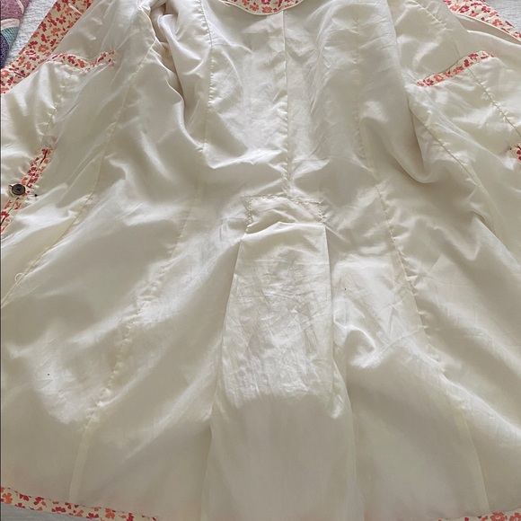 Women’s Lands’ End pink & orange floral trench coat trending fall 2025 - Picture 5 of 10